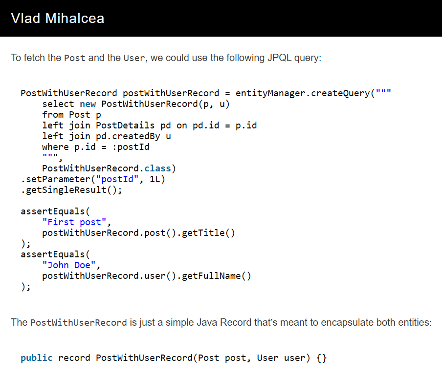 如何使用基于记录的投影模拟 LEFT JOIN FETCH